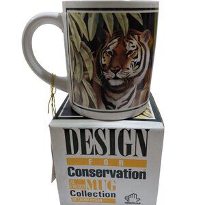 Vintage NOB Tiger Illustration Conservation Al Fresco Mug By Laura Regan